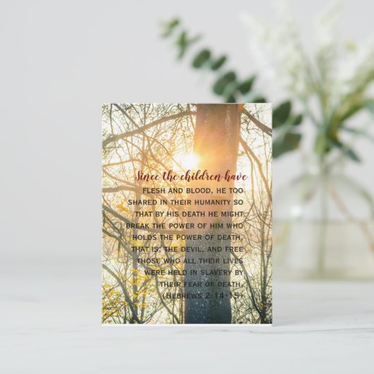 Bijbelversen, zonsondergang, Hebreeuws 2 Briefkaart (Staand voorkant)