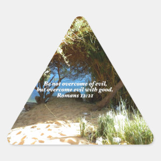 Bijbelverses Love Quote Gezegde Romans 12:21 Driehoek Sticker