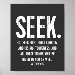 Bijbelversie Aanmoediging, Scripture Matthew 6:33 Poster