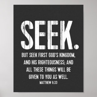 Bijbelversie Aanmoediging, Scripture Matthew 6:33 Poster
