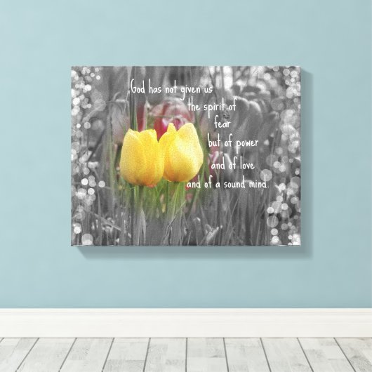 Bijbelversie en tulpen canvas afdruk (Insitu (Houten vloer))