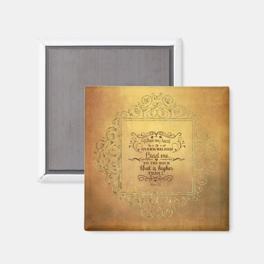 Bijbelversie wanneer mijn hart overweldigd is Psal Magneet (Voorkant / Achterkant)