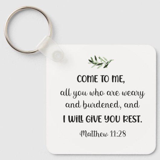 Bijbelversum Matthew Olive Square Sleutelhanger (Voorkant)