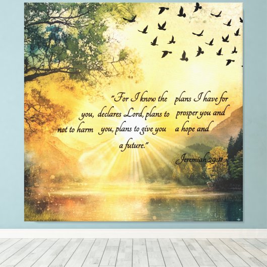 Bijbelverzen opheffen Serene Natuur Scènes Canvas Afdruk (Insitu (Houten vloer))