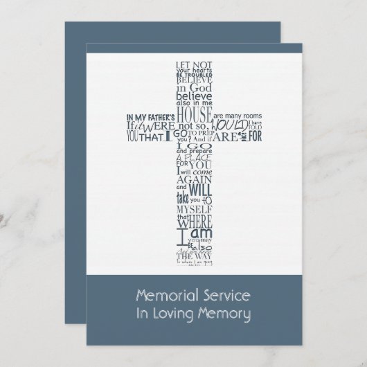 Bijbelverzen uit John 14 Memorial Service 7 Kaart (Voorkant / Achterkant)