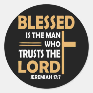 Bijble Scripture Verse Jeremiah 17 7 Inspirational Ronde Sticker