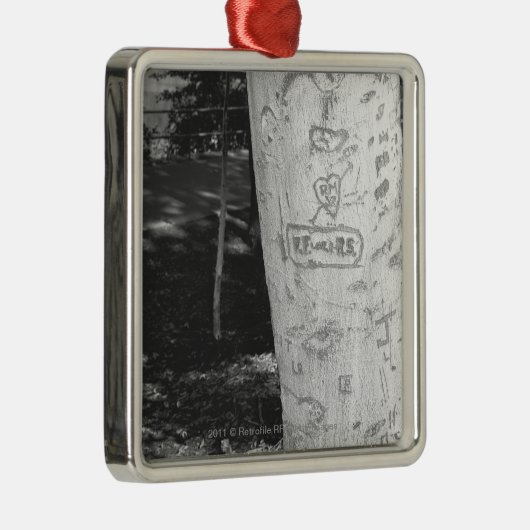 Bijdragen aan boomstam B&W Metalen Ornament (Rechts)