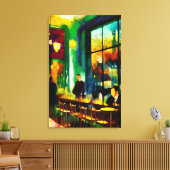 Bijeenkomst in de Cafe Canvas Afdruk (Insitu (Woonkamer))