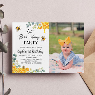 Bijen 1e verjaardag nodiging honing Comb Bedankkaart