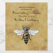 bijen #2 Onderdruk Antiek achtergrond Wijn Etiket (Enkel label)