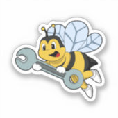 Bijen als mechanisch met moersleutel sticker (Voorkant)