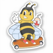 Bijen als Skater met skateboard Sticker (Voorkant)