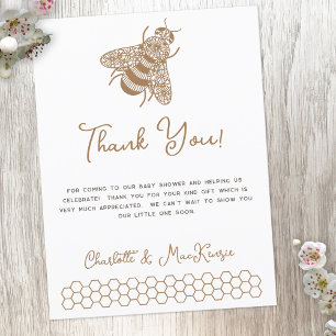 Bijen Baby shower Dank je wel Briefkaart
