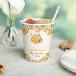 Bijen Baby shower Floral Honeycomb Papieren Bekers