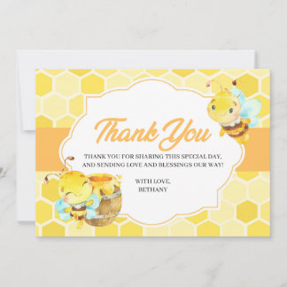 Bijen Baby shower - Hartelijk dank Bedankkaart