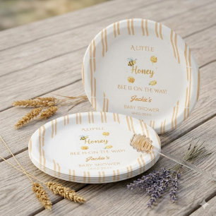 Bijen Baby Shower Papieren Borden, Waterverf Honin Bordje
