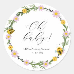 Bijen Baby shower Ronde Sticker