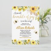 Bijen baby shower-uitnodiging jongen gele hommel kaart (Staand voorkant)