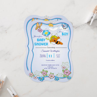 Bijen baby shower uitnodiging voor jongen
