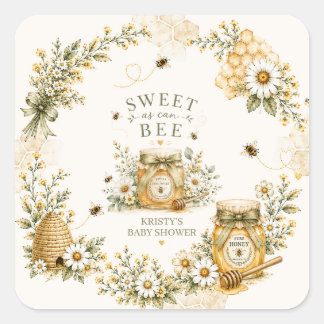 Bijen Baby Shower Zoete Bij Geen Geslacht Specifie Vierkante Sticker