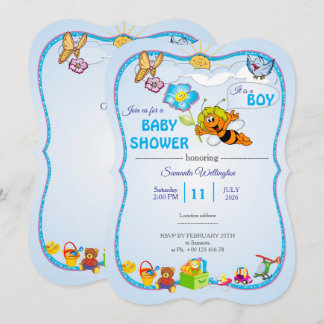 Bijen babyshower uitnodiging voor jongen