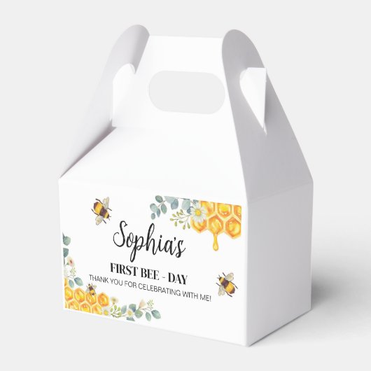 Bijen Birthday Favor Box Bumble Bee Bedankdoosjes (Voorkant Zijde)