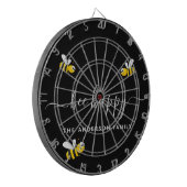 Bijen blij hommels zwart monogram dartbord (Voorkant Links)