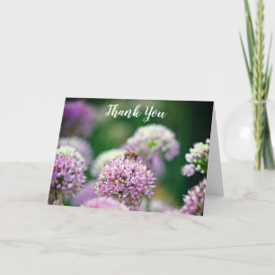 Bijen blij met Paarse Allium Flower Bedankkaart