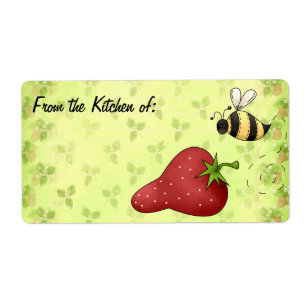 Bijen en aardbeien van de keukenetiketten etiket