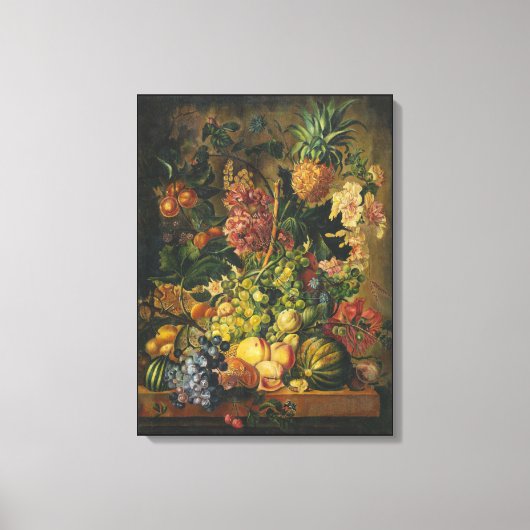 Bijen en ananas | Olieverf Canvas Afdruk (Voorkant)