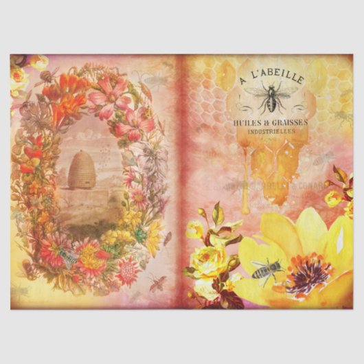  bijen en bloem tissuepapier (Voorkant)