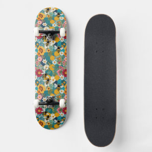 Bijen en bloemen Bijen bloem patroon Skateboard