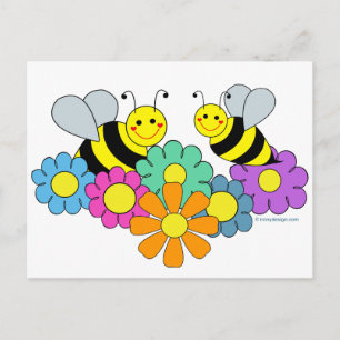 Bijen en bloemen briefkaart