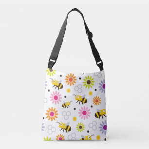 Bijen en bloemen crossbody tas