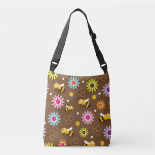 Bijen en bloemen crossbody tas