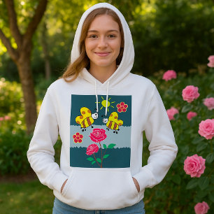 Bijen en bloemen hoodie