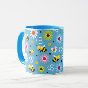 Bijen en bloemen mok