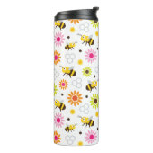 Bijen en bloemen thermosbeker (Gedraaid links)