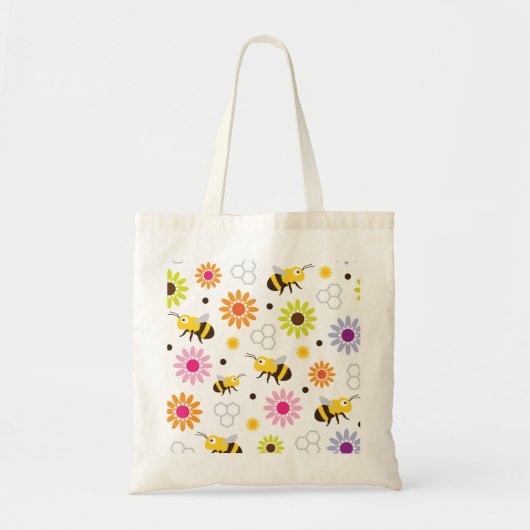 Bijen en bloemen tote bag (Voorkant)