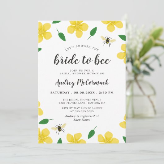 Bijen en boterbloemen douchen de bruid naar bijen kaart (Staand voorkant)