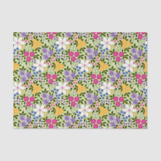 Bijen en Buttercups Bloemen Tissuepapier (Voorkant)