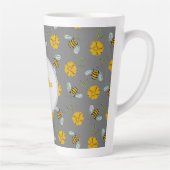 Bijen en Buttercups op grijs Latte Mok (Rechts)