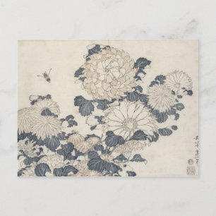Bijen en chrysanten briefkaart