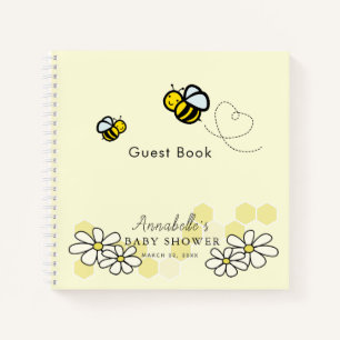 Bijen en Daisies White Baby shower Guest Book Notitieboek