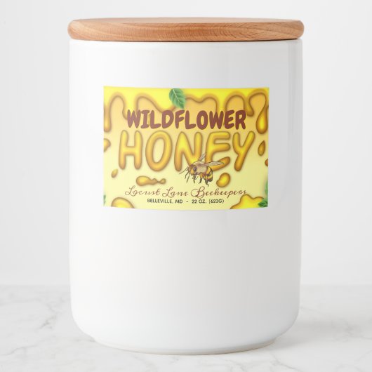 Bijen en driften voedselcontainer etiket (Voorkant)