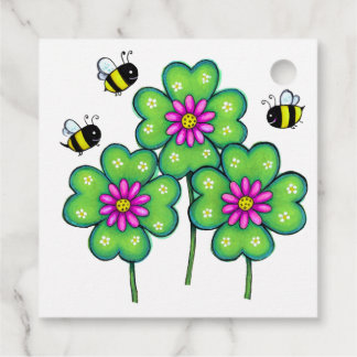 Bijen en Felgekleurde Bloemen Op Favorietlabels Bedankjes Labels