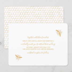 Bijen en Gouden Honingraat Patroon Bruiloft 2 Kaart
