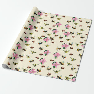 Bijen en hommels en vruchtenbloesems in het voorja cadeaupapier