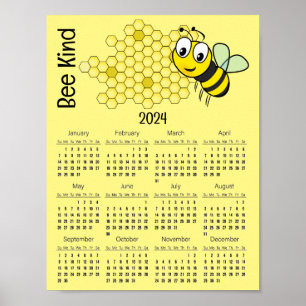 Bijen en Honeycomb 2024 Kalender Poster