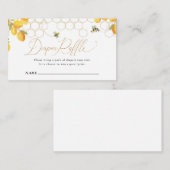 Bijen en Honeycomb Gold Glitter Diaper Raffle Informatiekaartje (Voorkant / Achterkant)